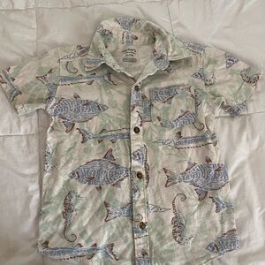 Carter's Cream and Blue Button Down Shirt with Zebra Print